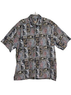 Avi collection Kahala Reverse Print Hawaiian Shirt Mens Size Large Polynesian Ti